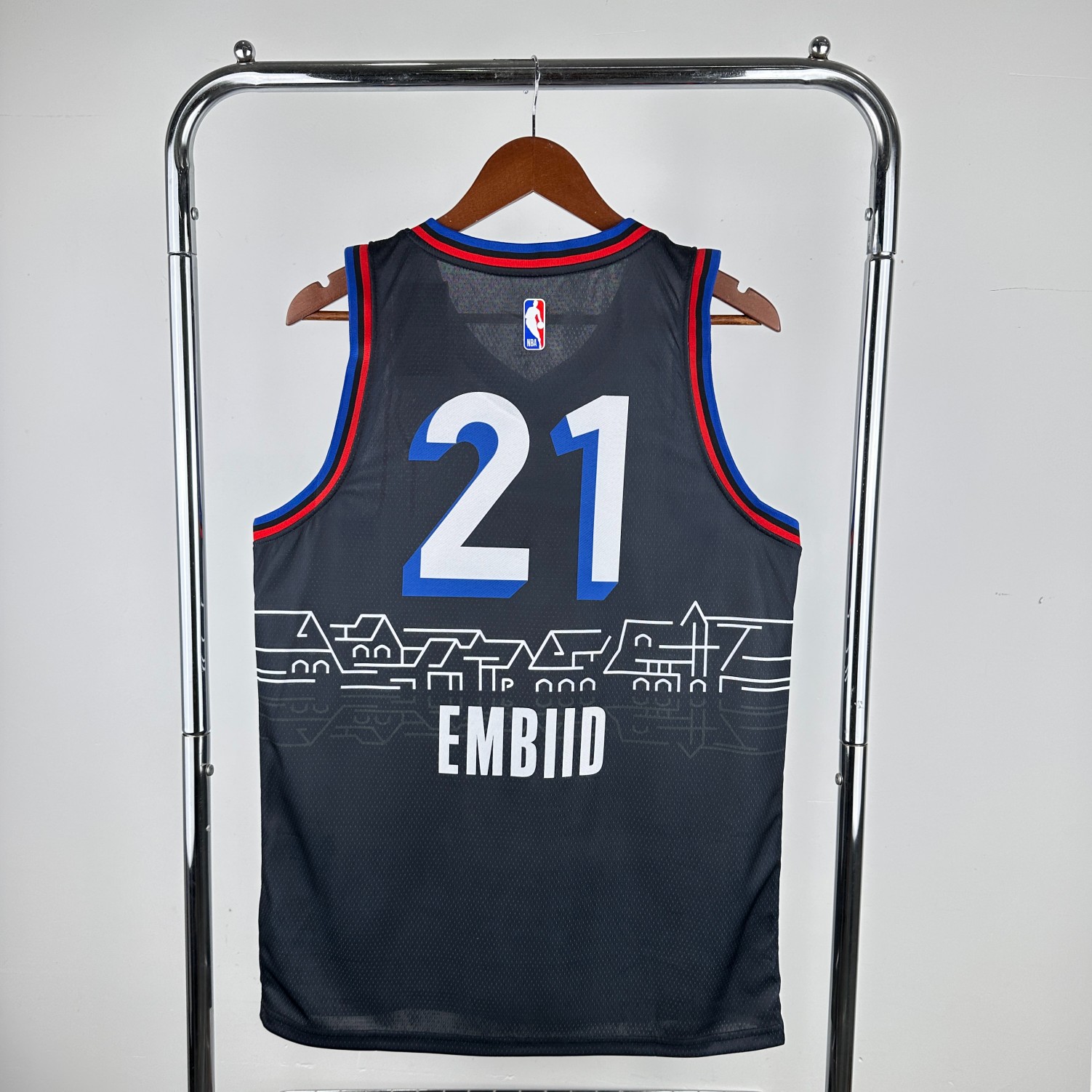 Philadelphia Embiid Navy Jersey" Custom
