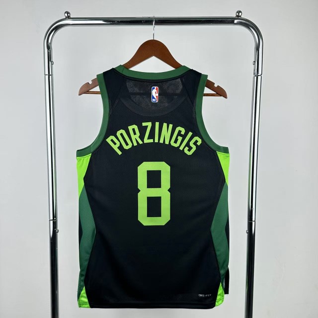 Celtics Porzingis Black Jersey" Custom