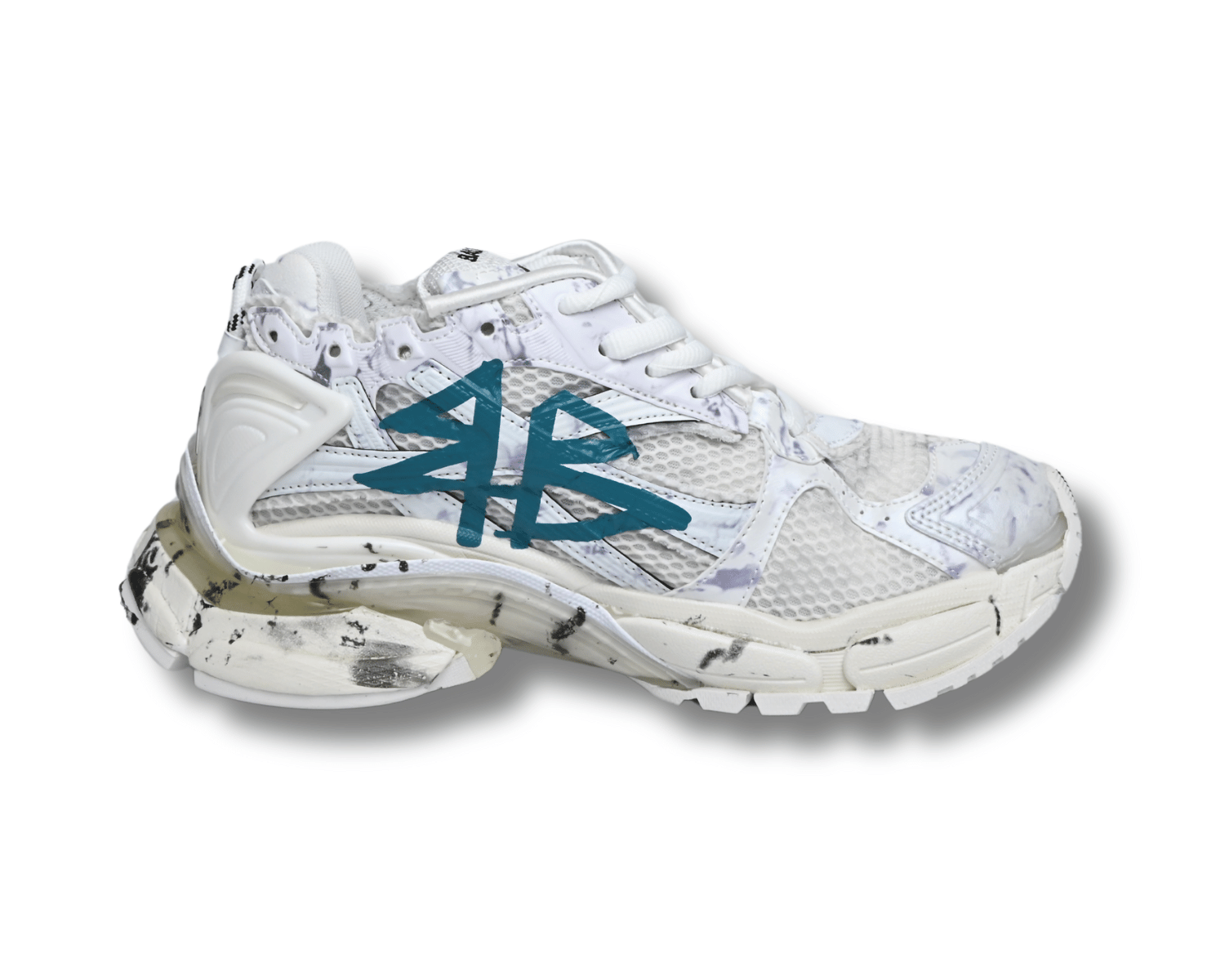 Balenciaga Graffiti Runner Teal White" Custom